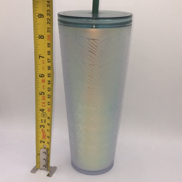 2020 Starbucks Mermaid Fins Green Iridescent 24 oz Tumbler Cold Drink Cup - Picture 5 of 10
